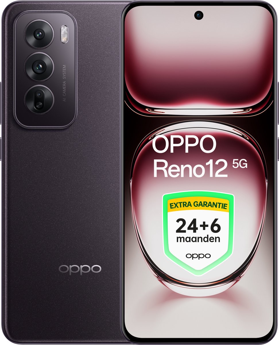OPPO Reno12 5G - 12+256GB - 24+6 maanden extra garantie - Black Brown - Ai Phone