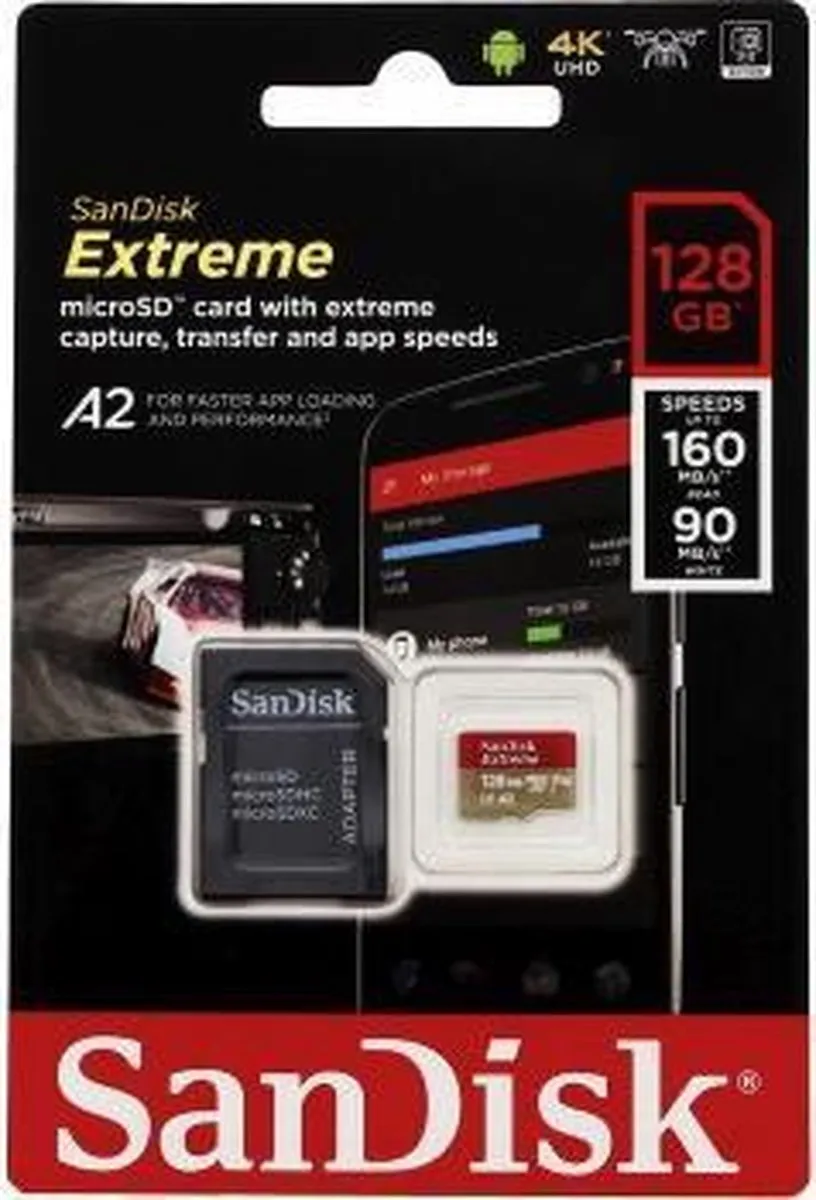 SanDisk Extreme MicroSDXC SDSQXA1-128G-GN6MA 128GB - met adapter