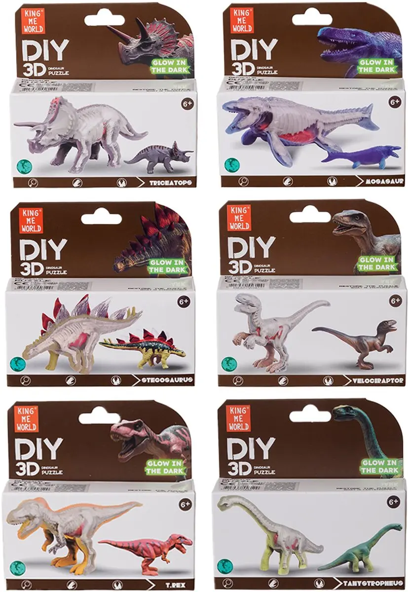 PIA Soft Toys Dino 3D Anatomie Glow-in-the-Dark Speelfiguren