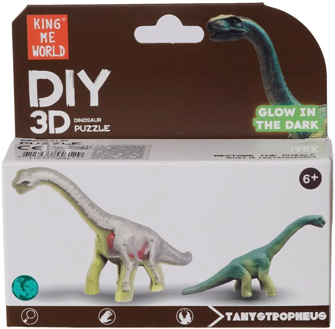 PIA Soft Toys Dino 3D Anatomie Glow-in-the-Dark Speelfiguren - 6 Stuks