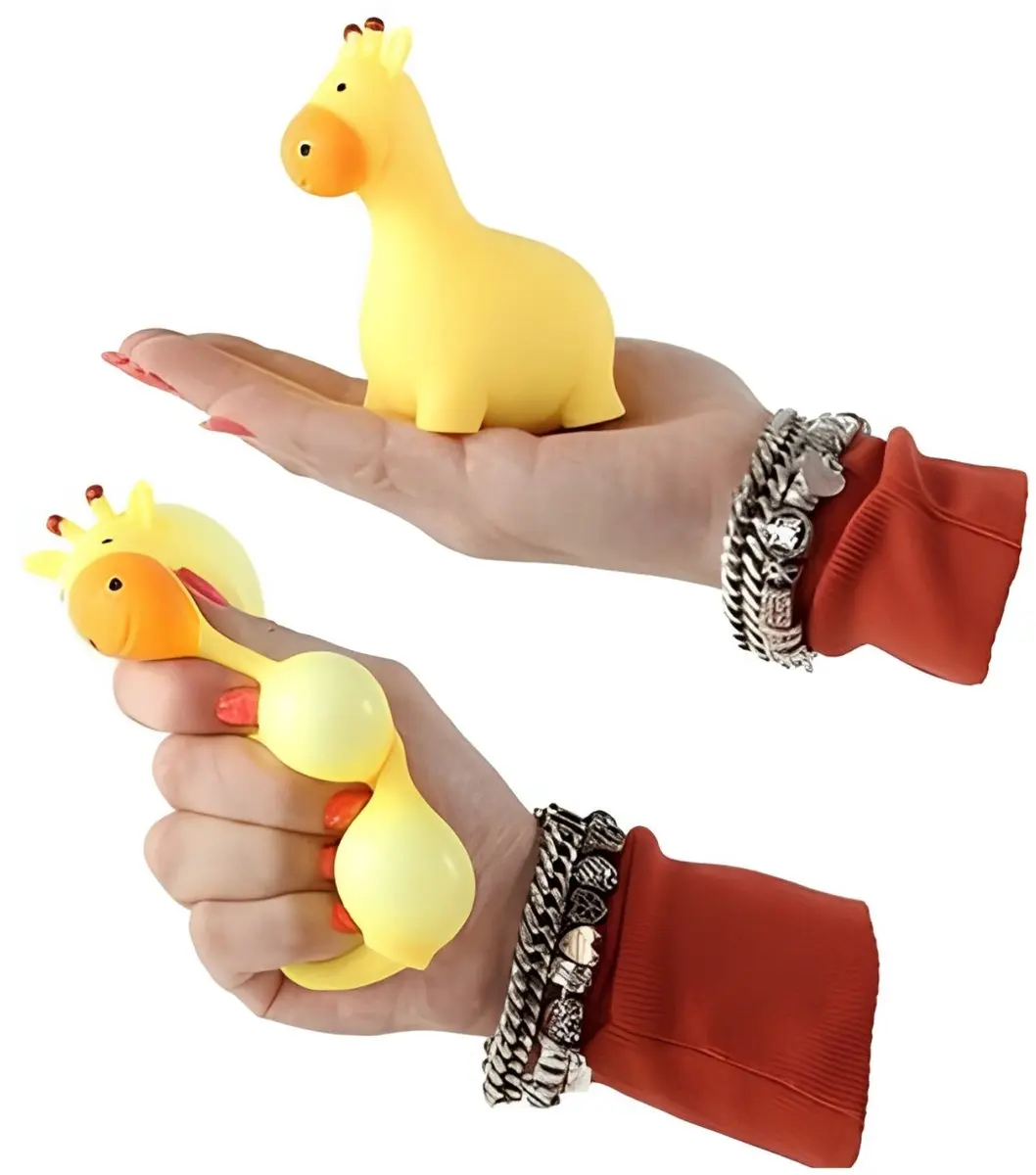 Jonotoys Squeeze Giraffe Fidget Toy 9cm - Roze/Blauw/Geel