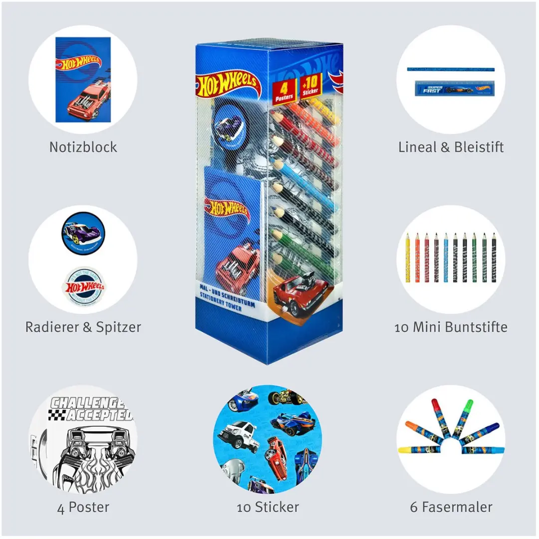 Hot Wheels Schrijfwarentoren 2760139 - 35-delig - Meerkleurig