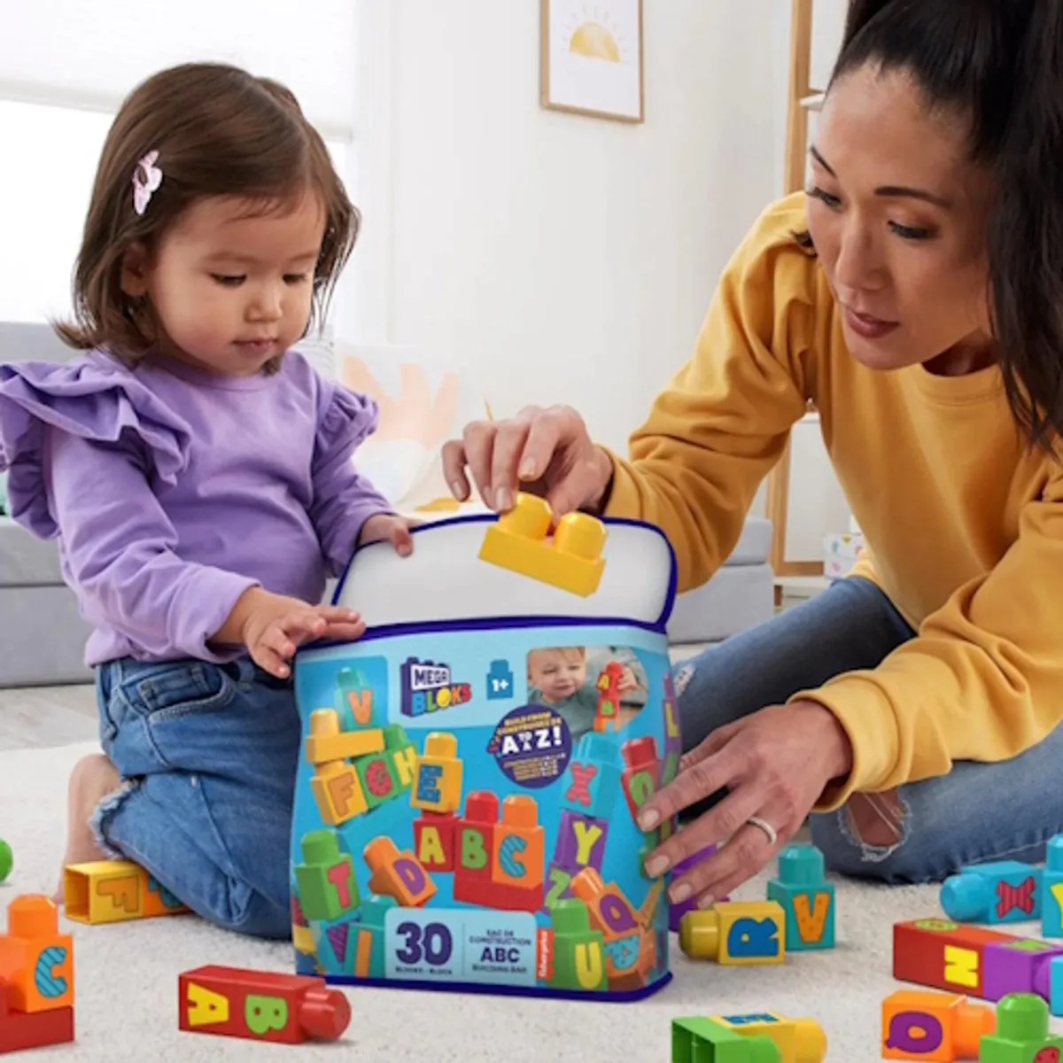 Mattel Mega Bloks ABC Blokken - 30 Stuks - Verschillende Kleuren