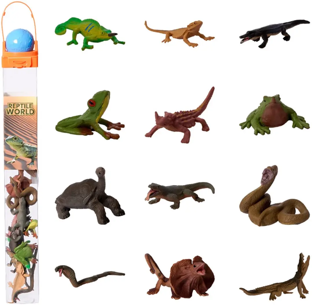 PIA Soft Toys Reptielen Speelfiguren - 12 Stuks - Meerkleurig
