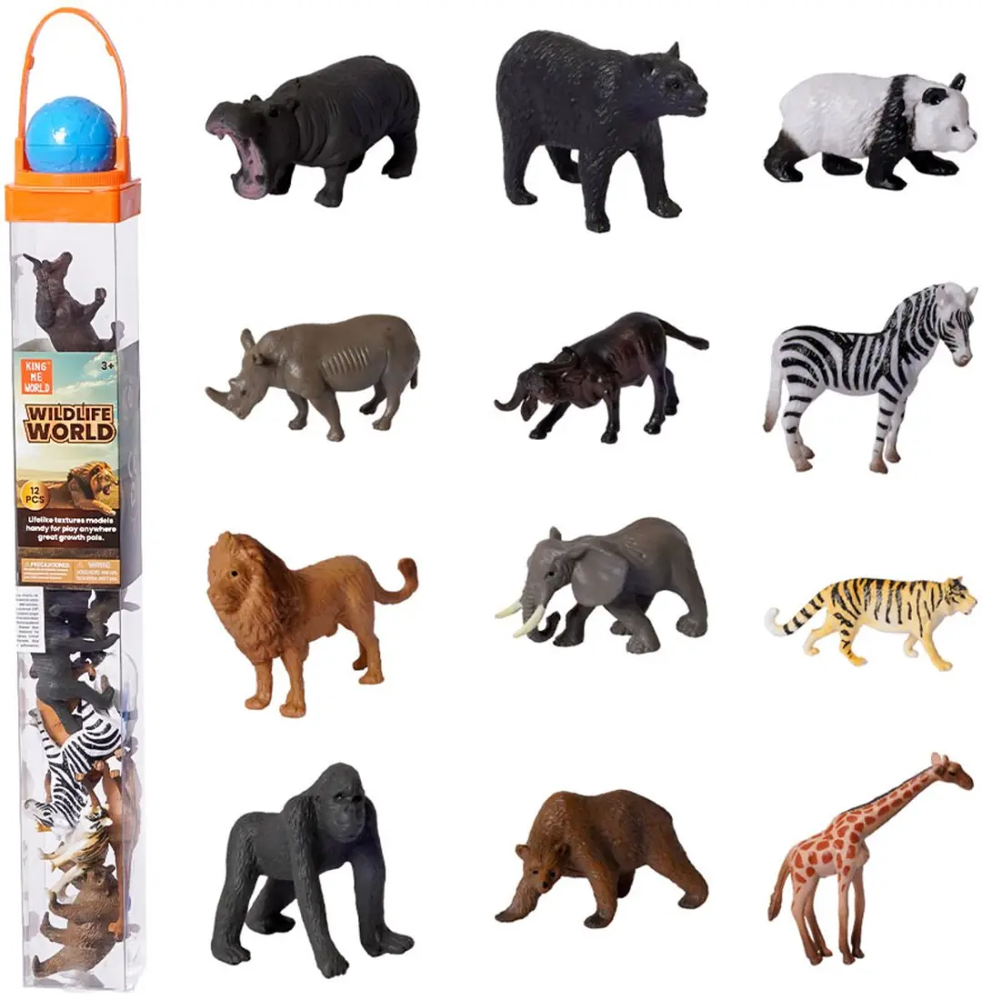 PIA Soft Toys Wilde Dieren Speelfiguren - 12 Stuks - Meerkleurig