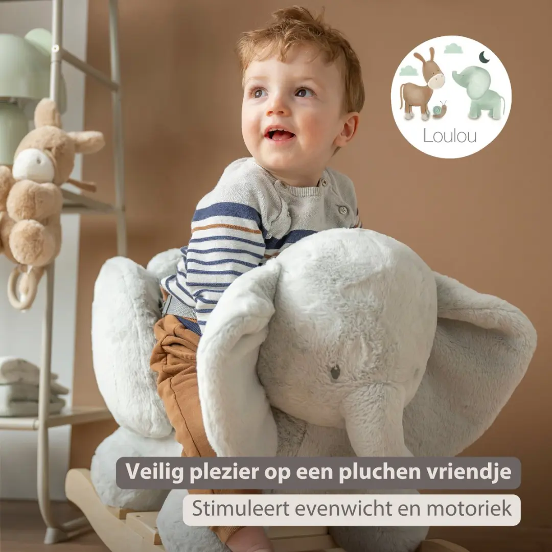 Nattou LouLou Hobbelpaard Olifant 60cm - Lindegroen