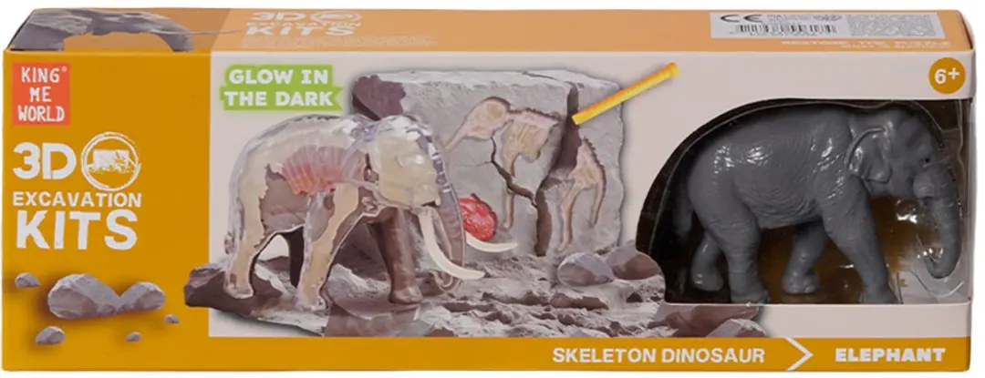 PIA Soft Toys Wilde Dieren 3D Opgravingsset - 4 Stuks Glow-in-the-Dark