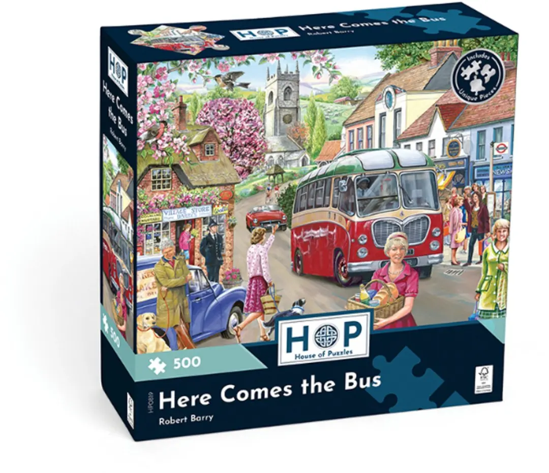 House Of Puzzles Here Comes the Bus 500-delig Puzzel - Meerkleurig