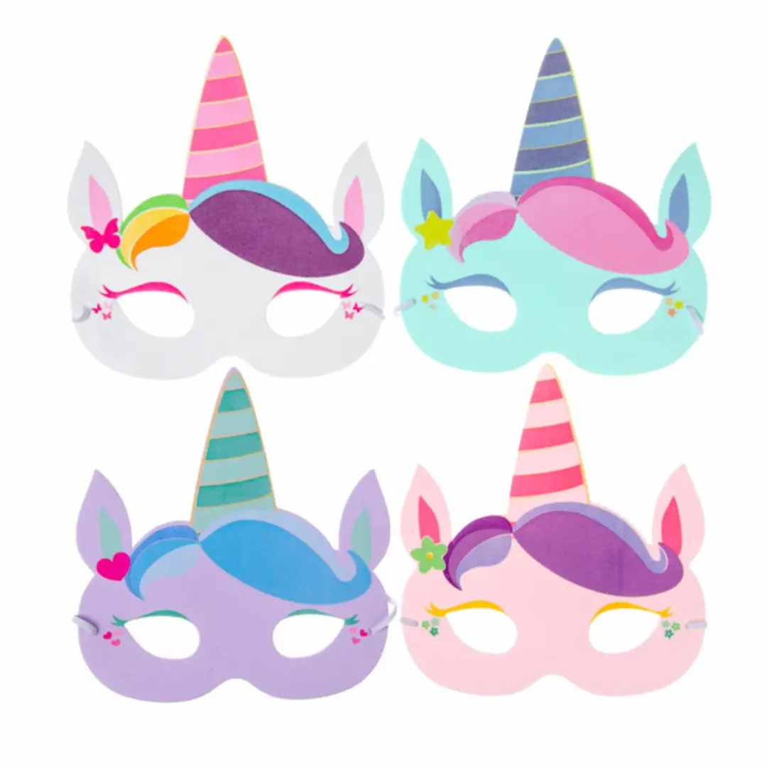 Toi-Toys Verkleedmaskers Eenhoorn - 4 Stuks