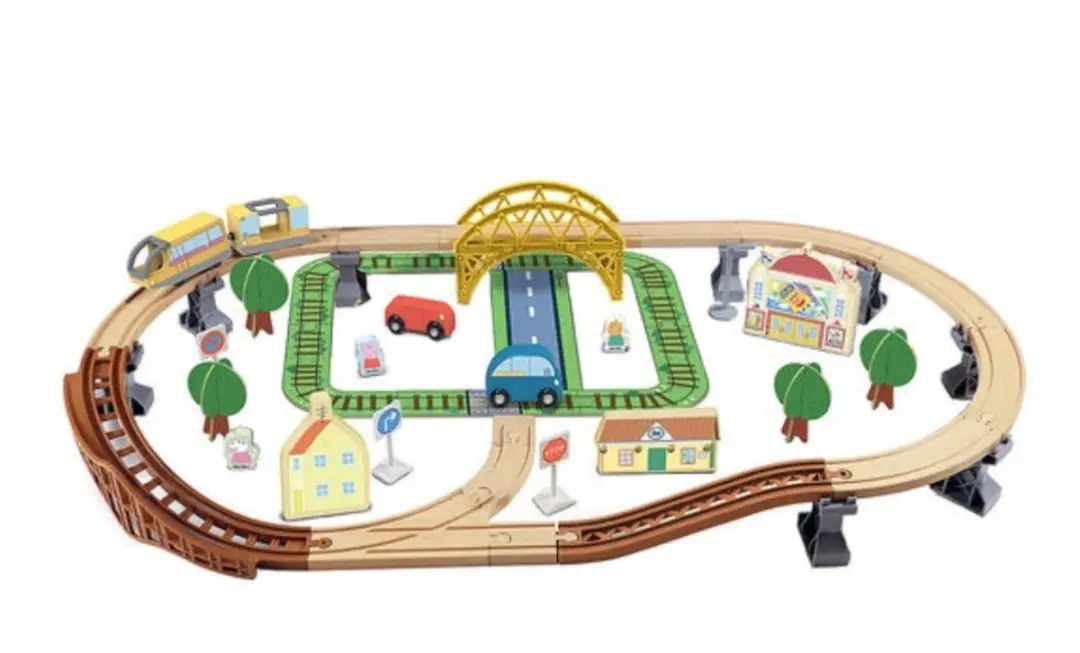 Peppa Pig Houten Treinbaan - 65 Delen - Multi