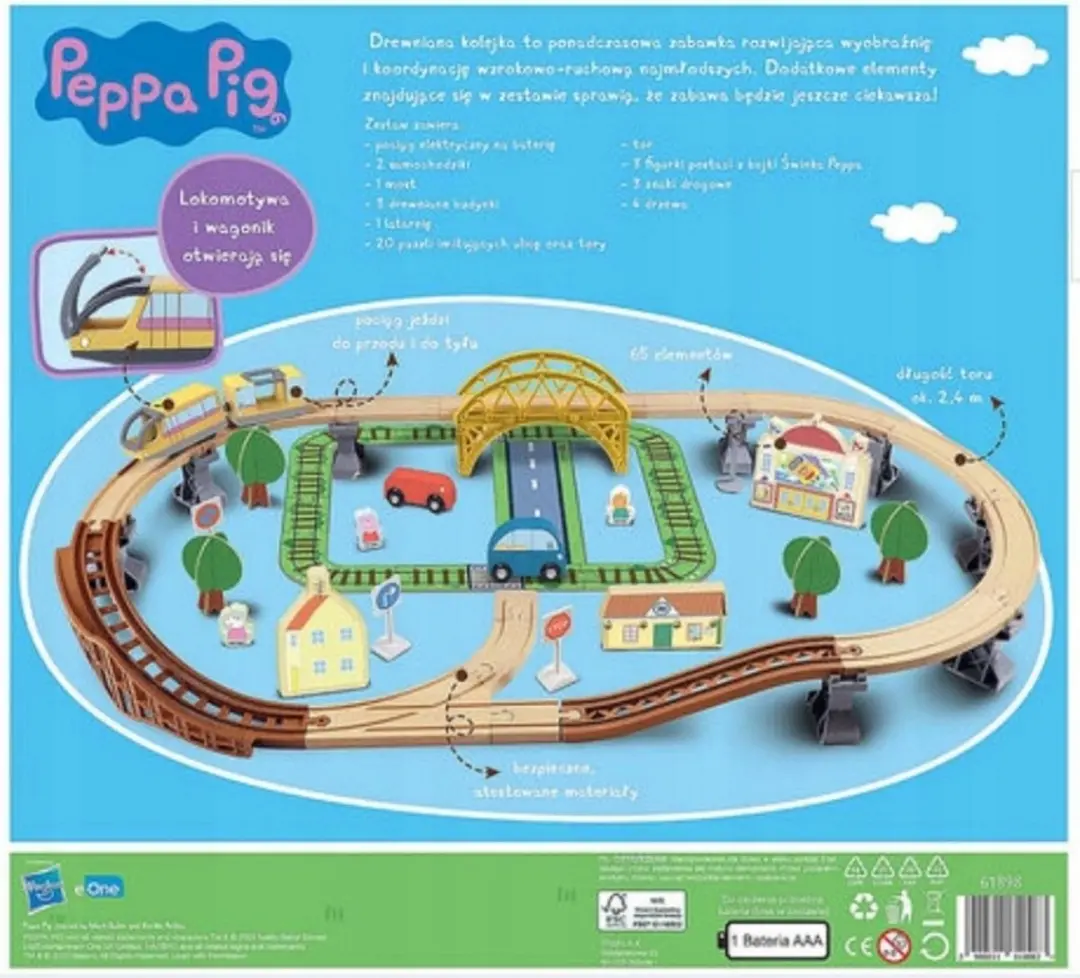 Peppa Pig Houten Treinbaan - 65 Delen - Multi