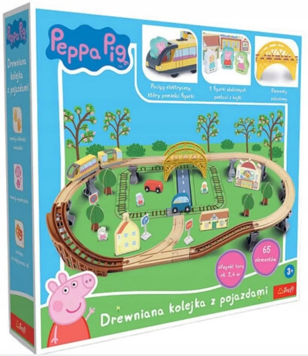 Peppa Pig Houten Treinbaan - 65 Delen - Multi