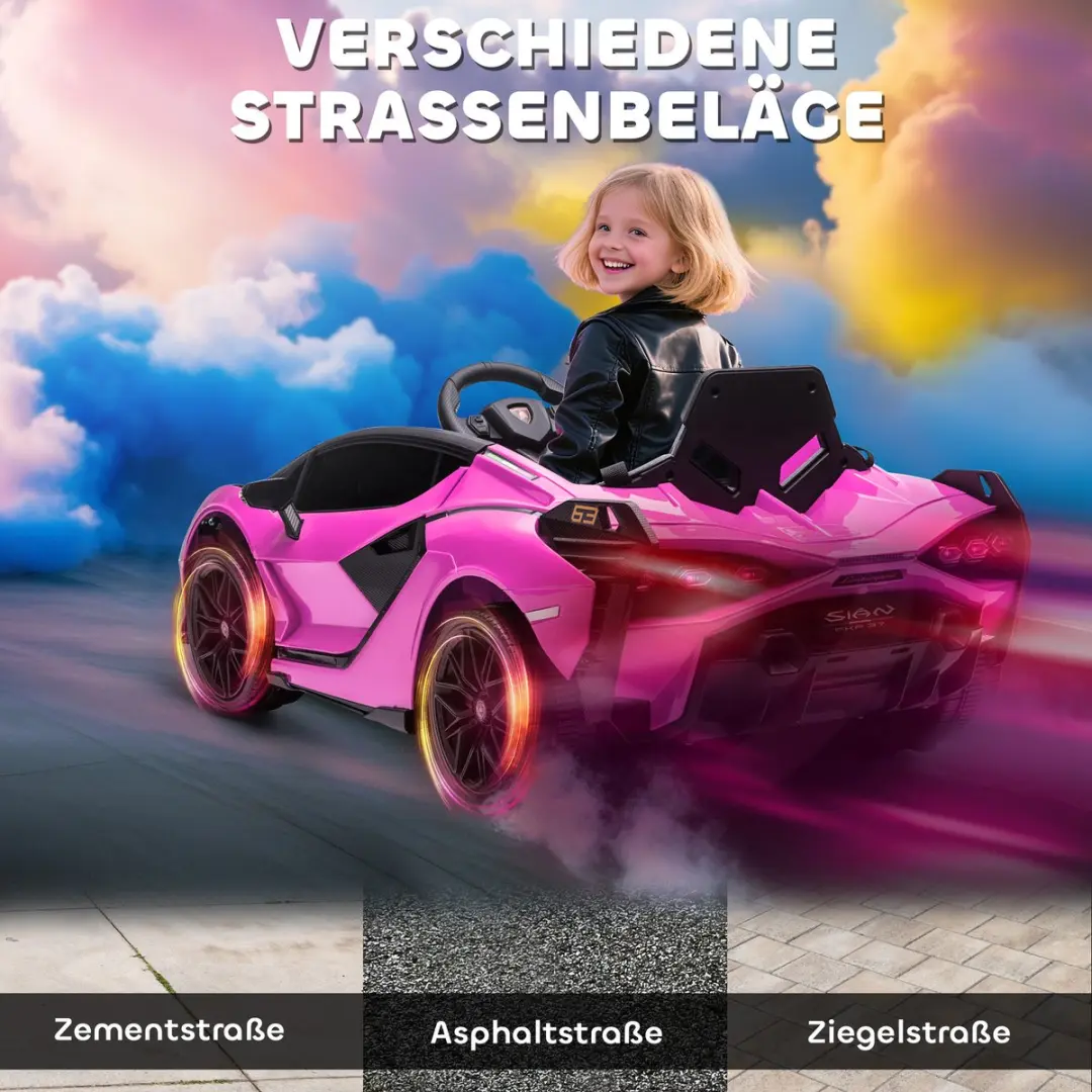 Homcom Rijauto Kunststof Roze 108x62x40cm - 1 Accu