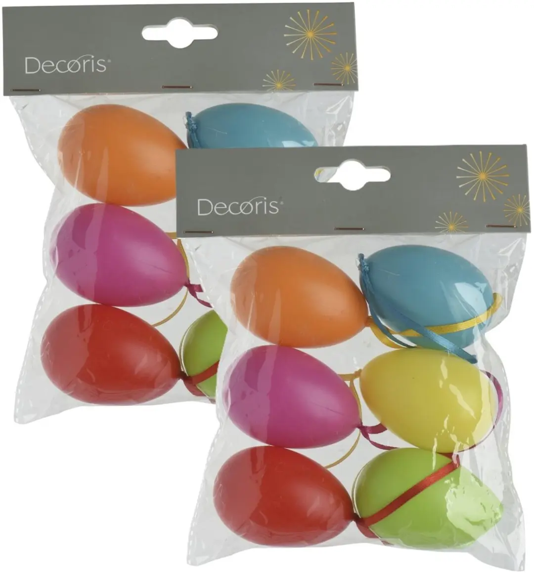 Decoris Paaseieren Kunststof - 12 Stuks - 6 cm - Multi