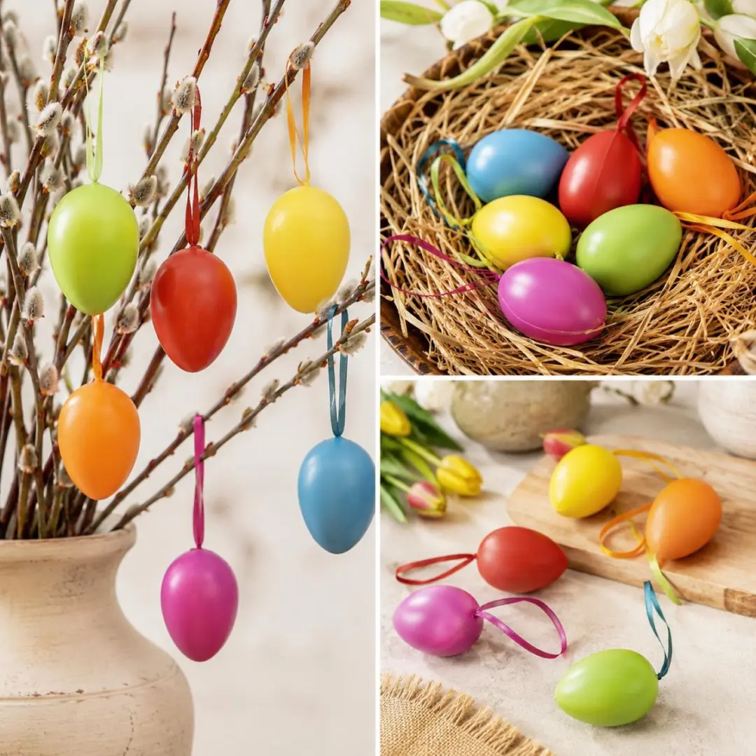 Decoris Paaseieren Kunststof - 12 Stuks - 6 cm - Multi