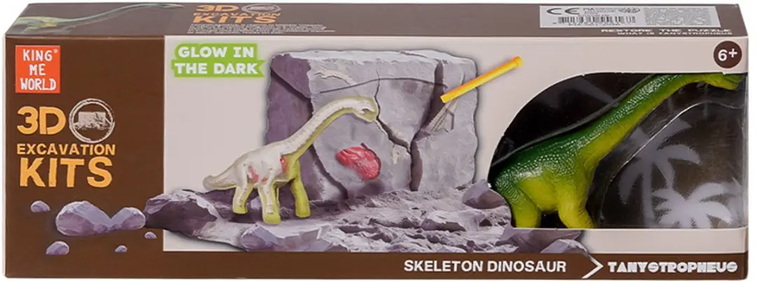 PIA Soft Toys Dino 3D Opgravingsset Glow-in-the-Dark - 6 Stuks