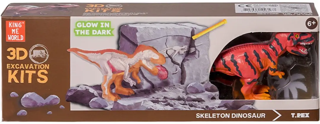 PIA Soft Toys Dino 3D Opgravingsset Glow-in-the-Dark - 6 Stuks - afbeelding 6 van 6