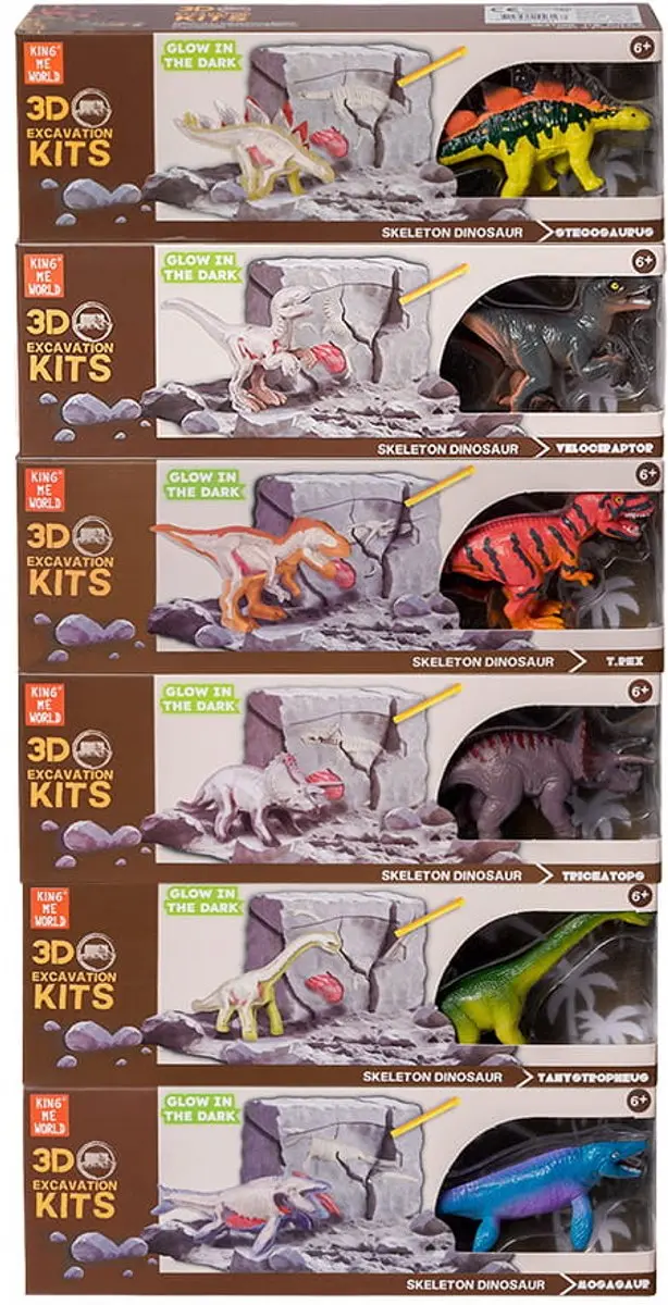 PIA Soft Toys Dino 3D Opgravingsset Glow-in-the-Dark