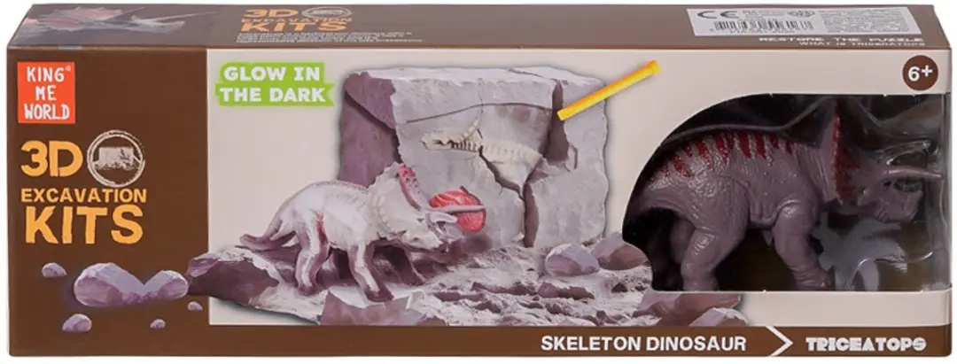 PIA Soft Toys Dino 3D Opgravingsset Glow-in-the-Dark - 6 Stuks