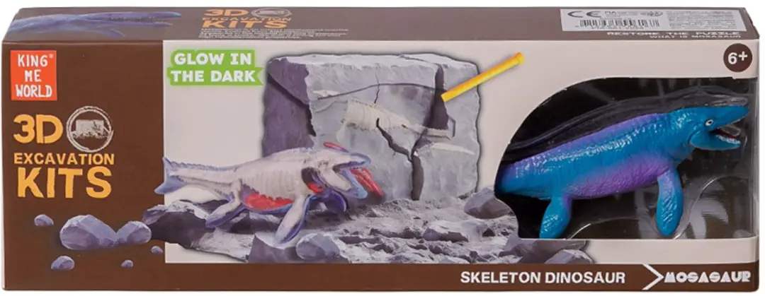 PIA Soft Toys Dino 3D Opgravingsset Glow-in-the-Dark - 6 Stuks