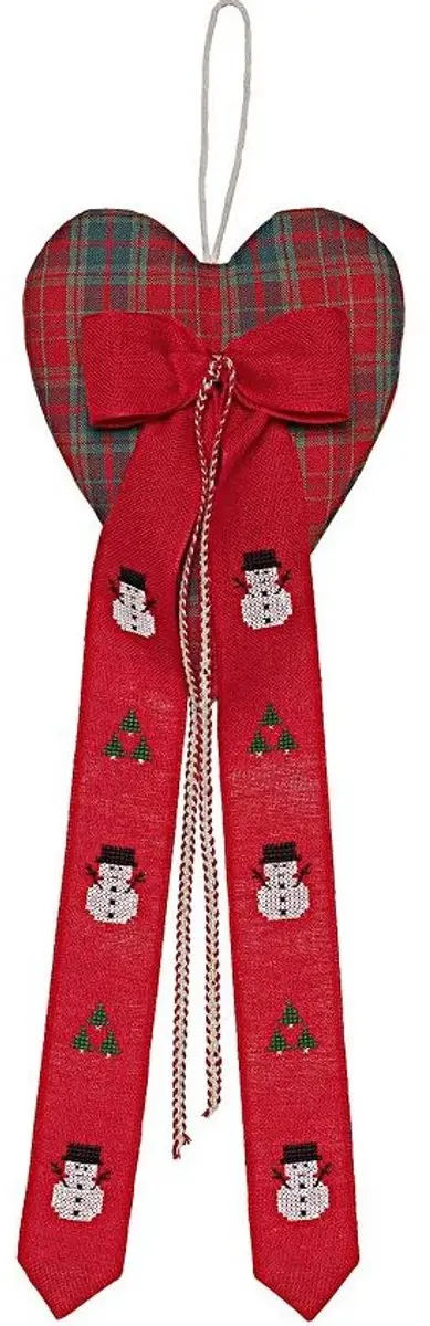 Rico Design Borduurpakket Wandhangertje Kersthart met Sneeuwpoppen