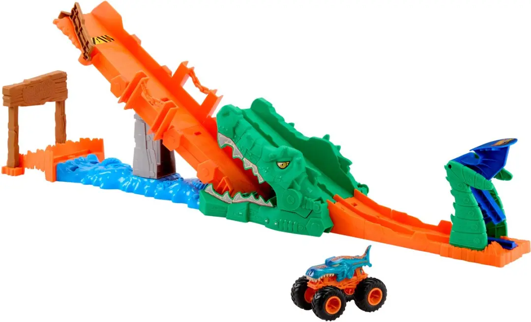 Hot Wheels Monstertrucks Krokodil Crash-Uitdaging JJN45 - Meerkleurig