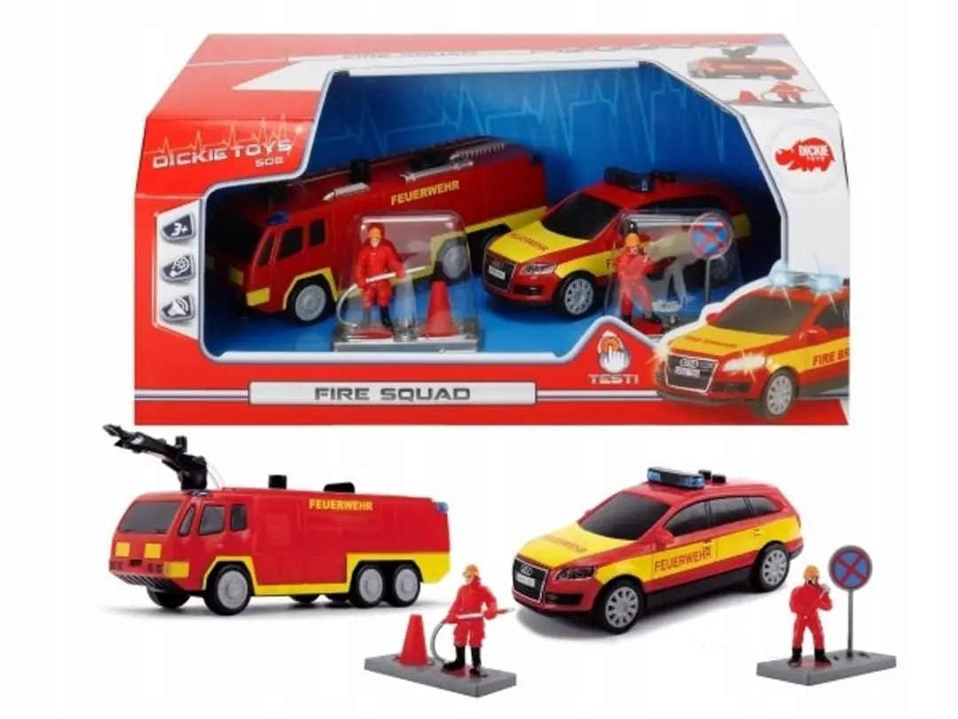 Dickie Toys Brandweer SOS-set - Licht en geluid - Geel/Rood