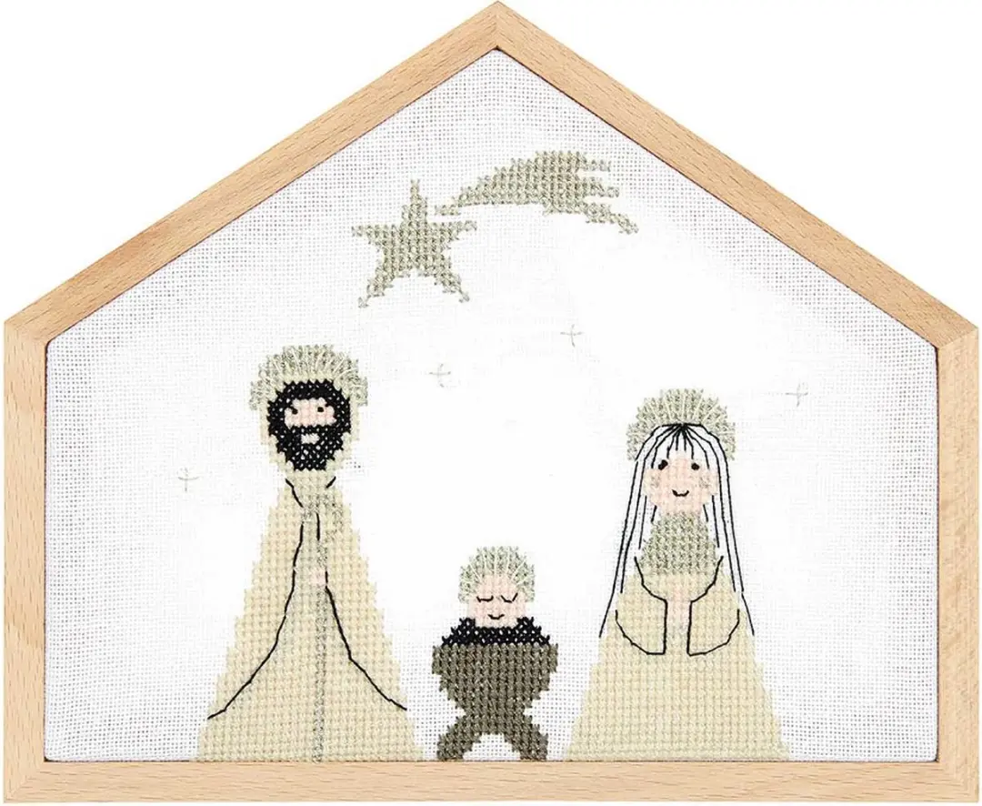Rico Design Kerststal Borduurpakket 100181 - met frame
