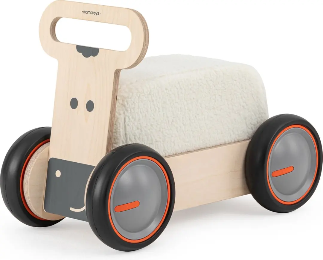 Mamatoyz Houten Loopwagen Koe - Hout naturel - 4 Wielen