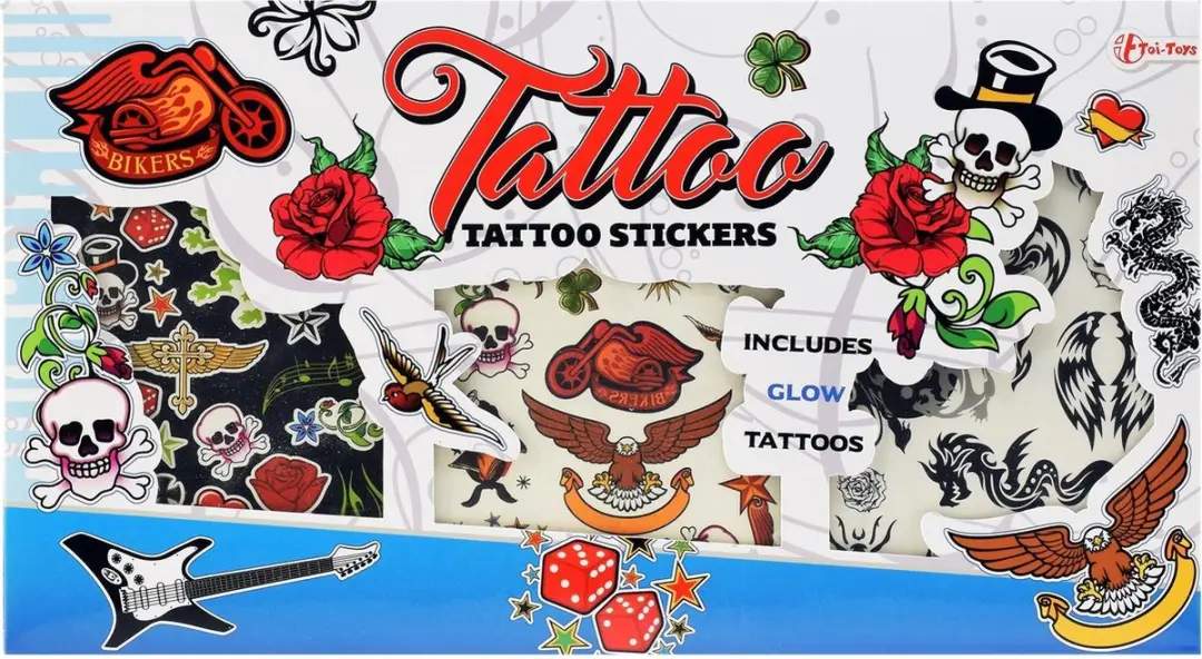 Toi-Toys Tattoostickers Glow in the Dark - 3 Paar - Blauw