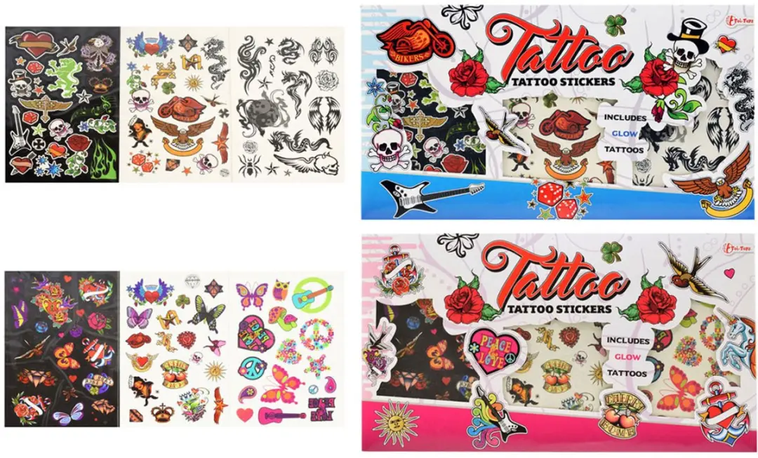 Toi-Toys Tattoostickers Glow in the Dark - 3 Paar - Blauw