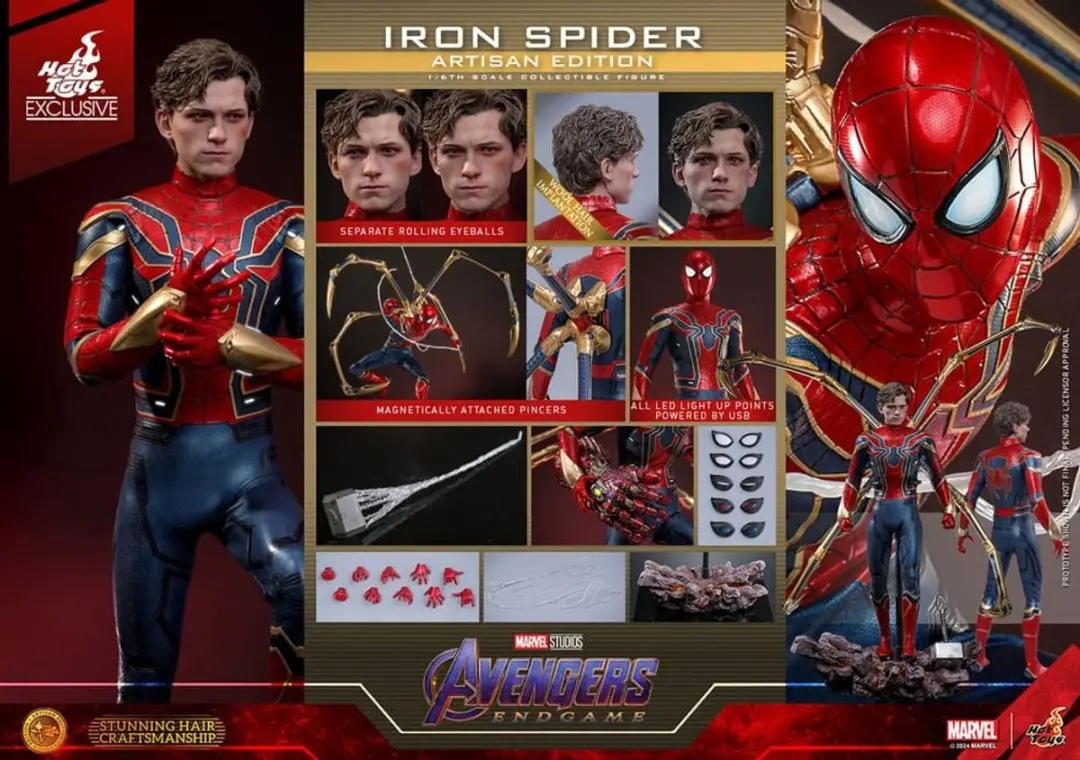 Hot Toys Avengers Endgame Iron Spider Artisan Edition 1/6 Action Figuur - 28cm - Multicolor