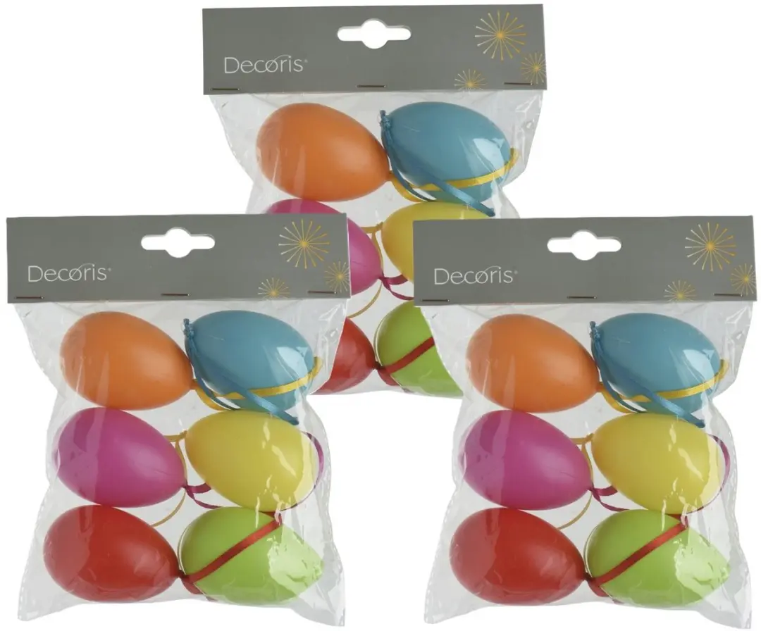 Decoris Paaseieren 18 Stuks - Multi - 6 cm