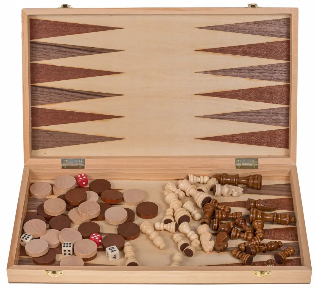 Square Enix Houten Spelbord Schaken Backgammon Dammen 44x44cm
