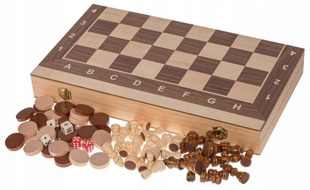 Square Enix Houten Spelbord Schaken Backgammon Dammen 44x44cm