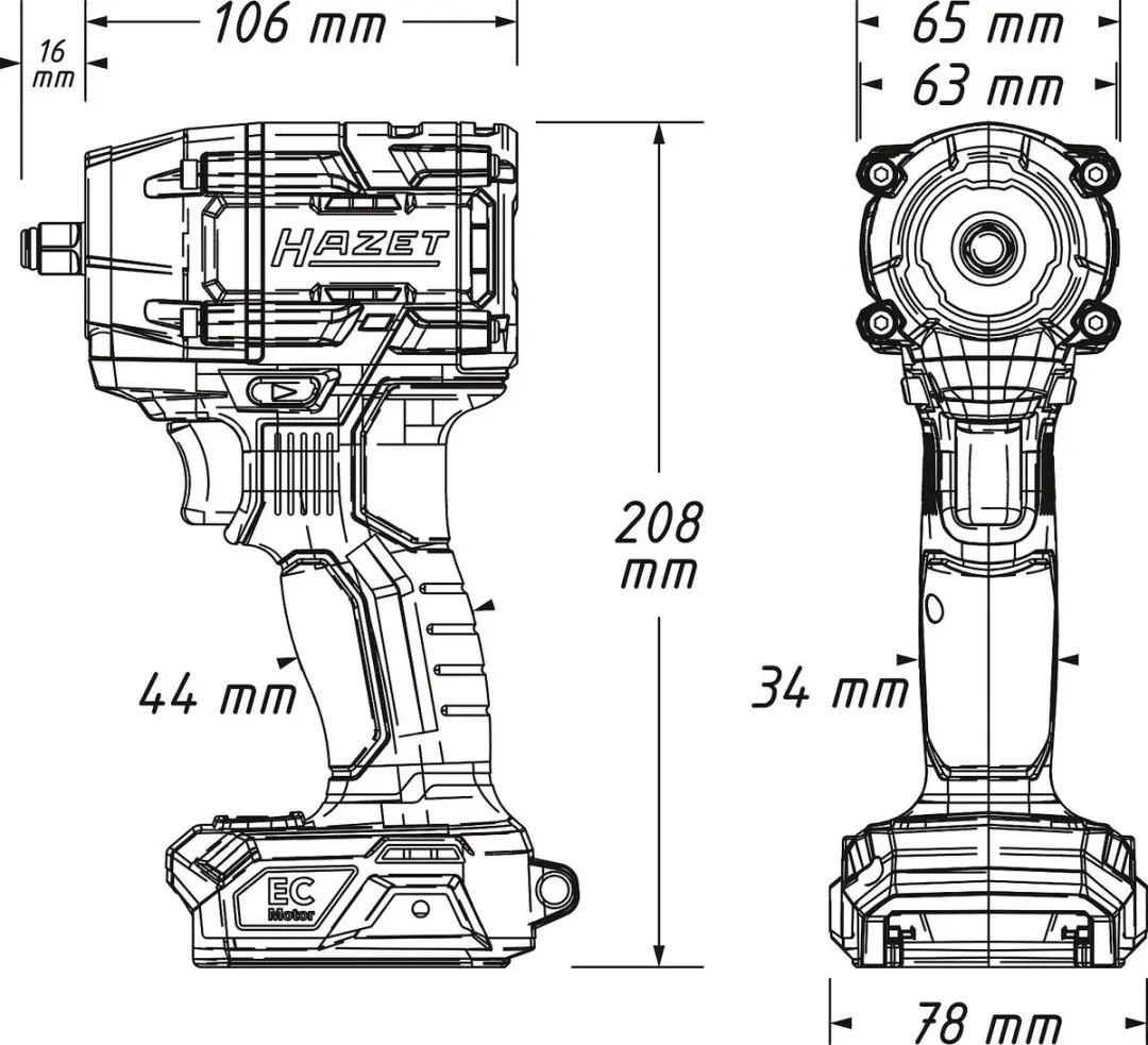 Hazet Accu-slagmoersleutel 9512-600 18V 12,5mm