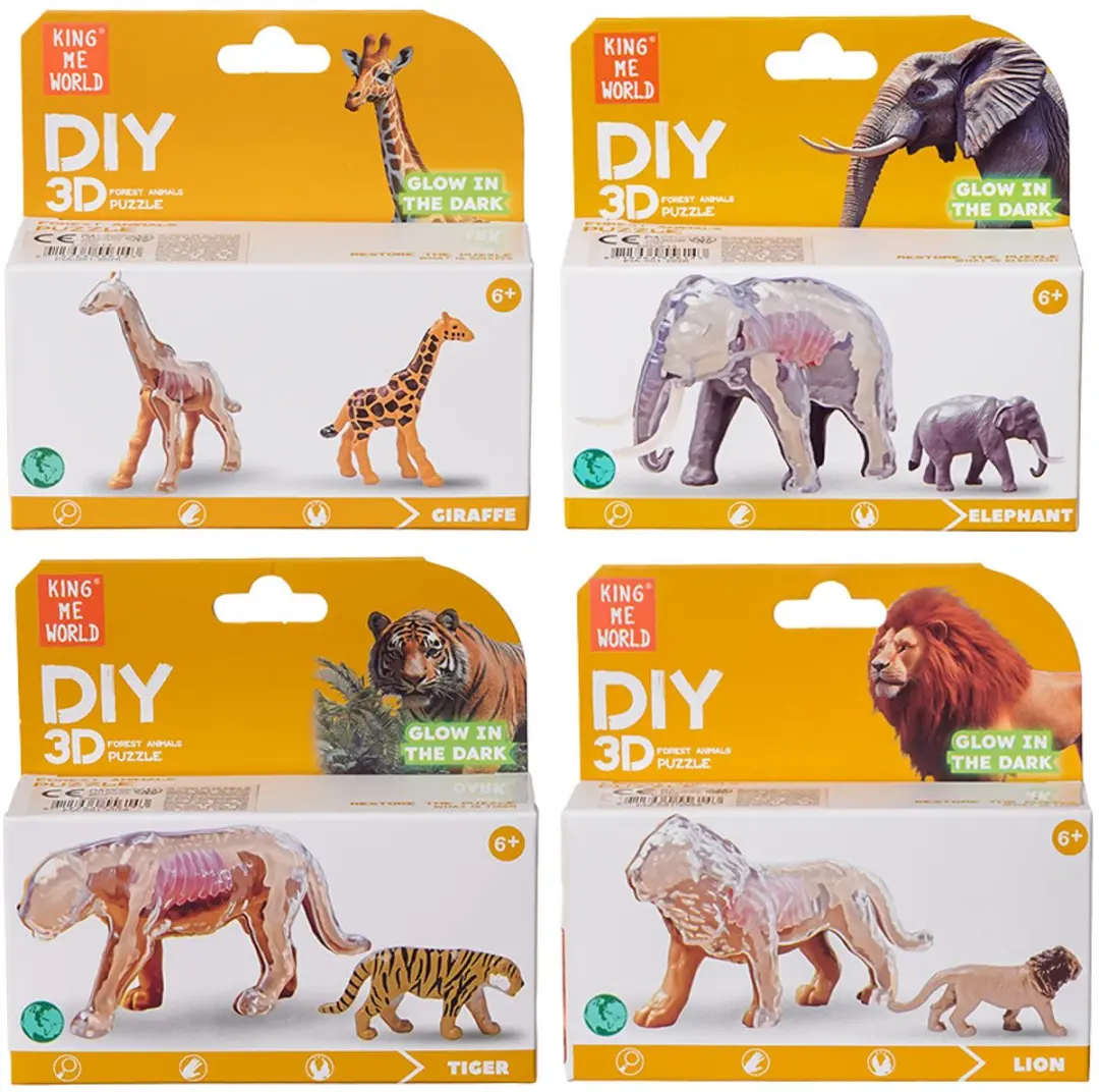 PIA Soft Toys Wilde Dieren 3D Anatomie Glow-in-the-Dark Speelfiguren