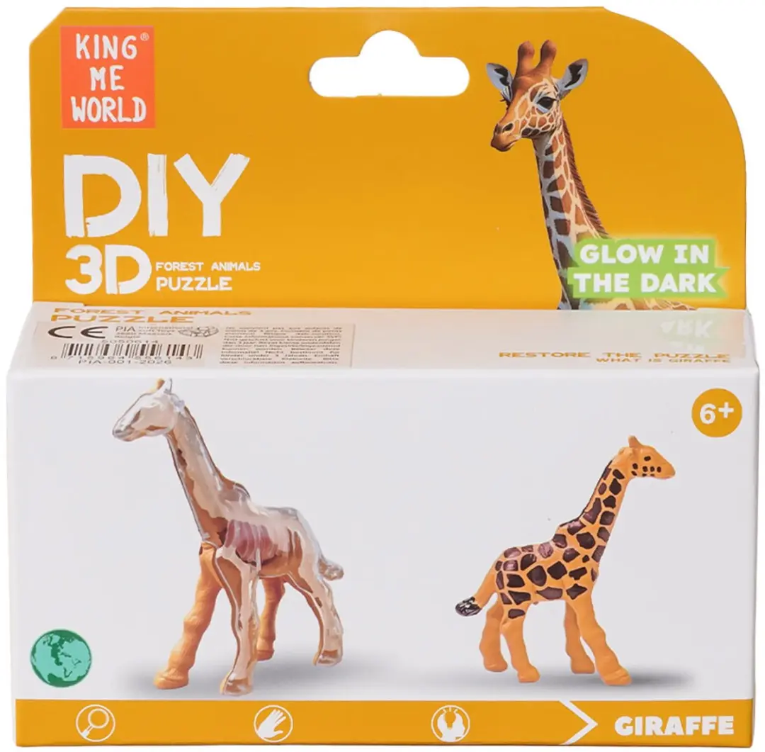 PIA Soft Toys Wilde Dieren 3D Anatomie Glow-in-the-Dark Speelfiguren - 24 Stuks