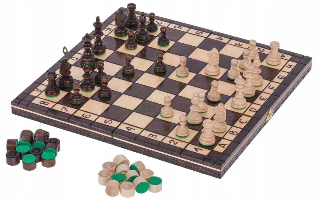 Square Enix Houten Schaak- en Damspel Set 35x35cm