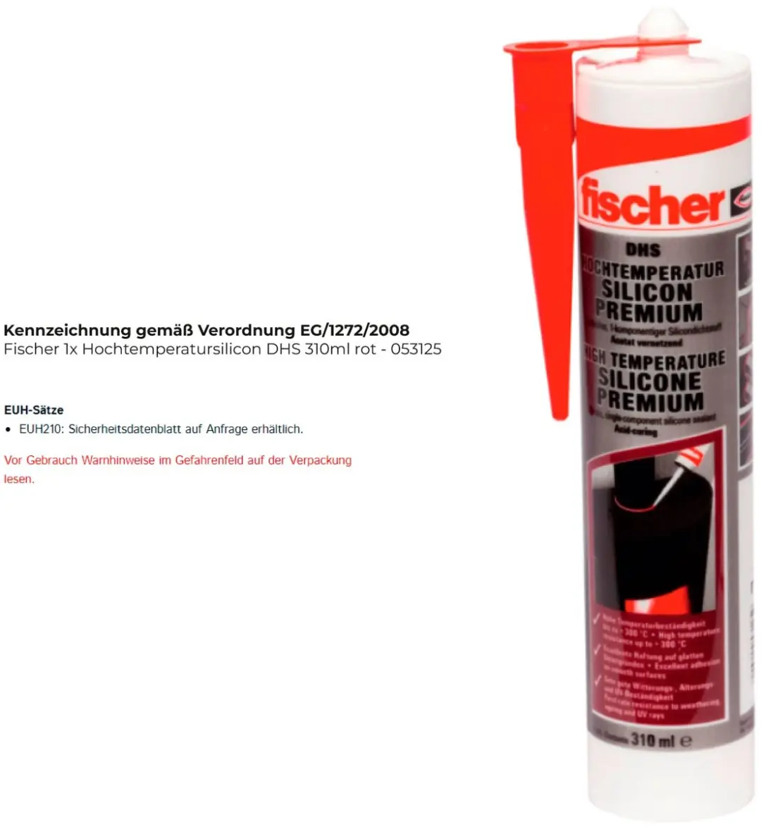 Fischer DHS 310ml Hoogtemperatuursiliconen - Rood