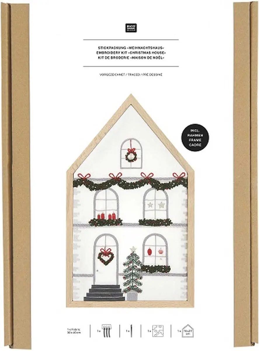 Rico Design Kersthuis Borduurpakket Spansteek 100192