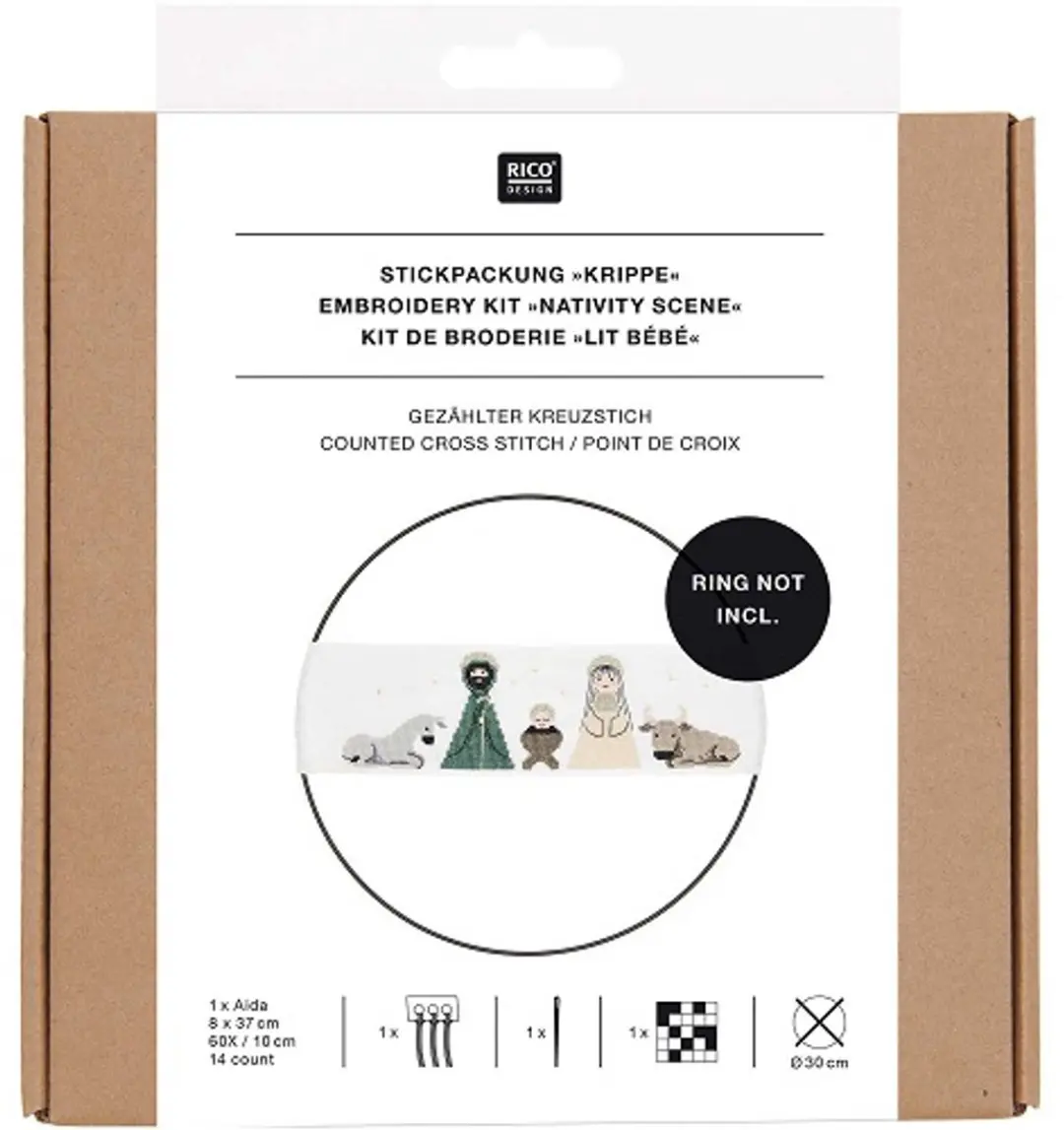 Rico Design Borduurpakket Kerststal 100186