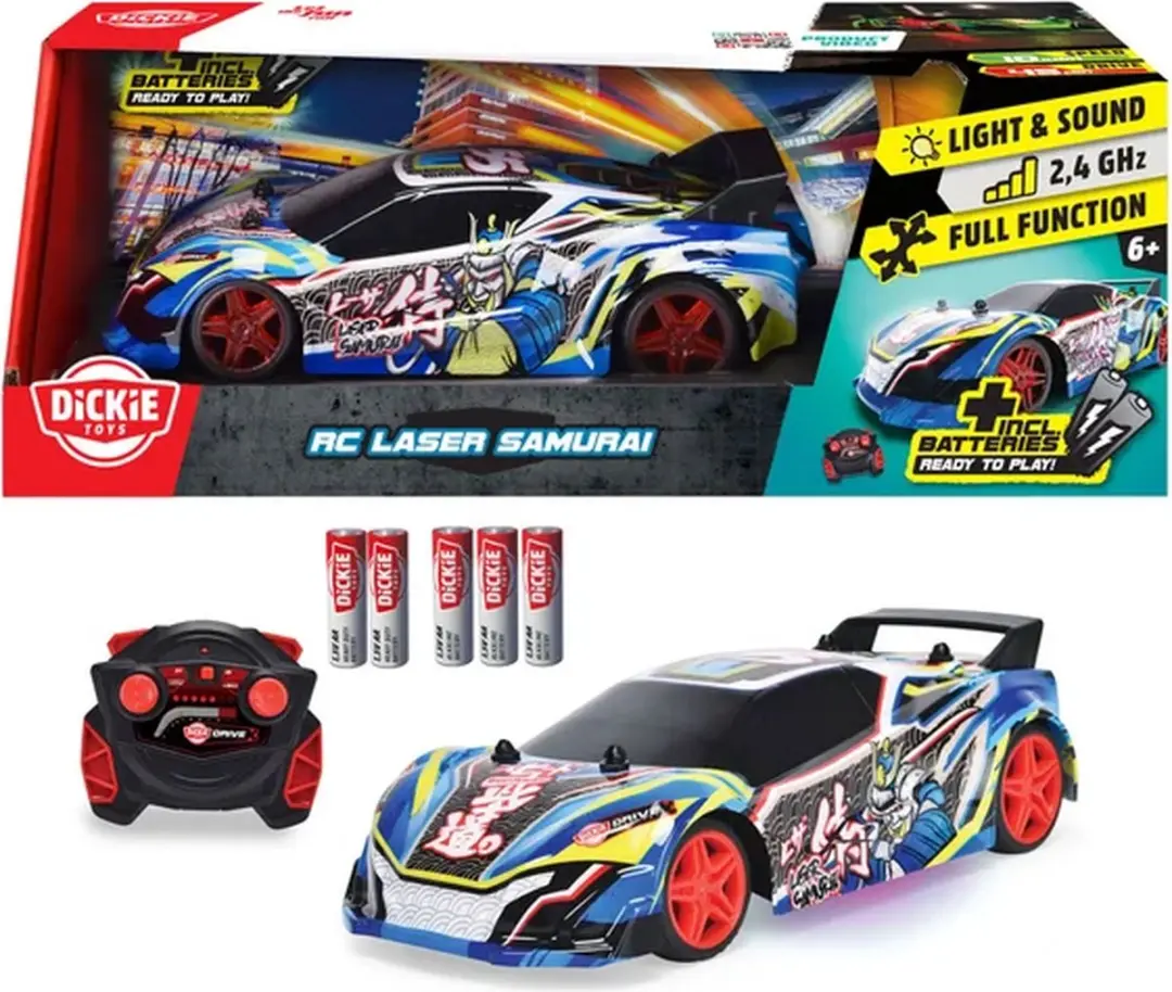 Dickie Toys RC Laser Samurai Racewagen 201105011 - Blauw/Zwart/Rood/Geel