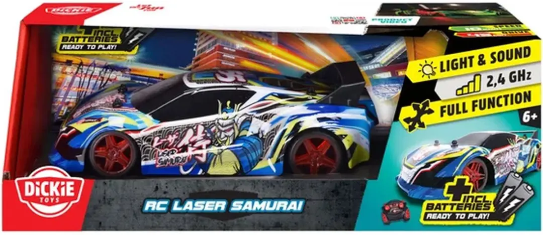 Dickie Toys RC Laser Samurai Racewagen 201105011 - Blauw/Zwart/Rood/Geel