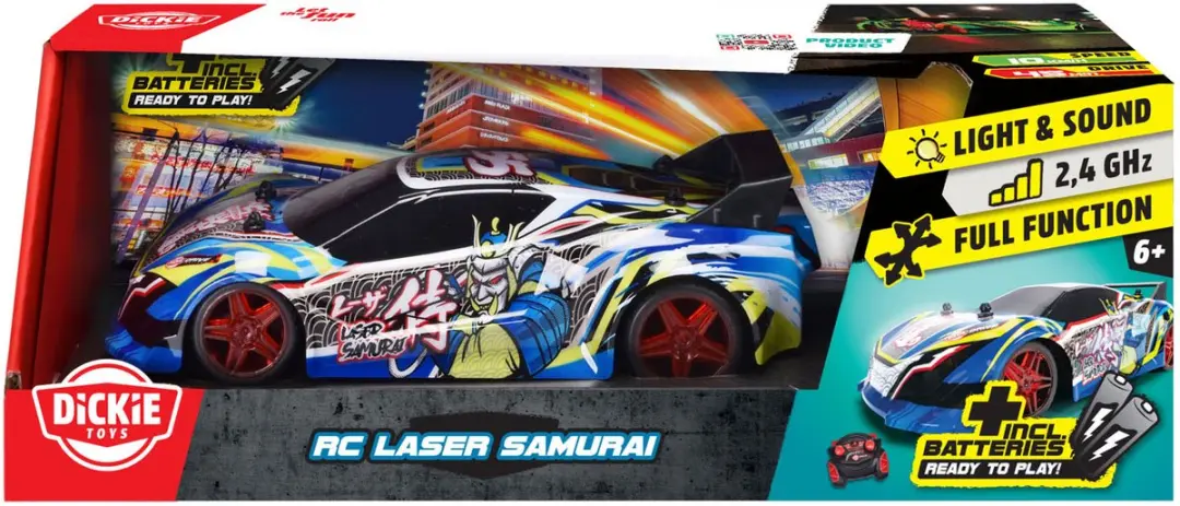 Dickie Toys RC Laser Samurai Racewagen 201105011 - Blauw/Zwart/Rood/Geel