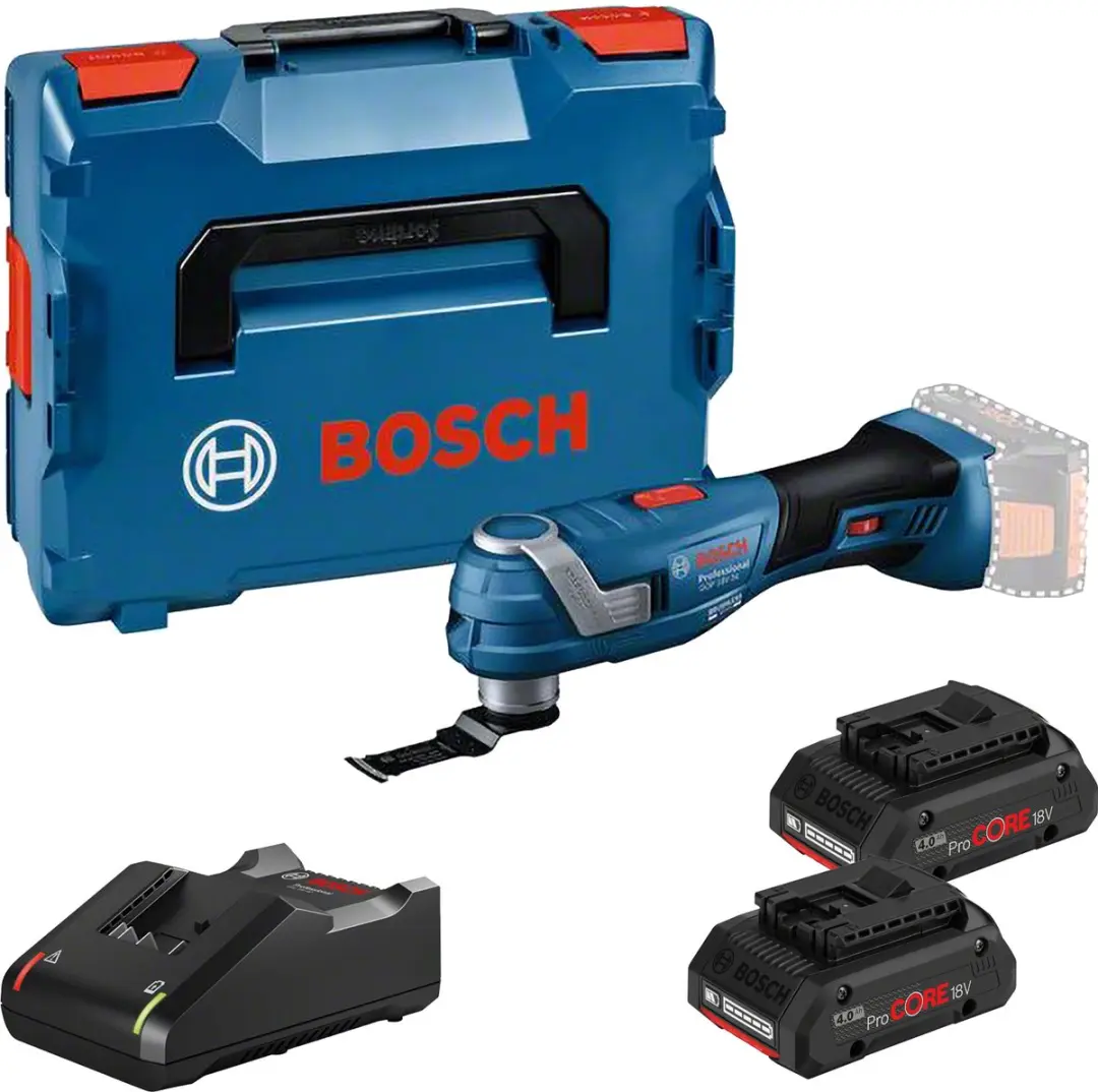 Bosch Accu-Multicutter GOP 18V-34 / 2x 4,0 Ah ProCORE + Lader in L-Boxx 136
