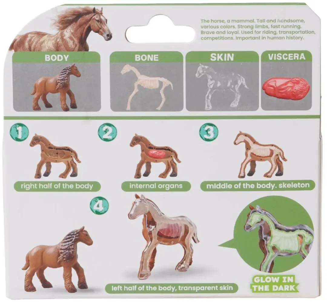 PIA Soft Toys Boerderijdieren 3D Anatomie Glow-in-the-Dark - 3 Stuks