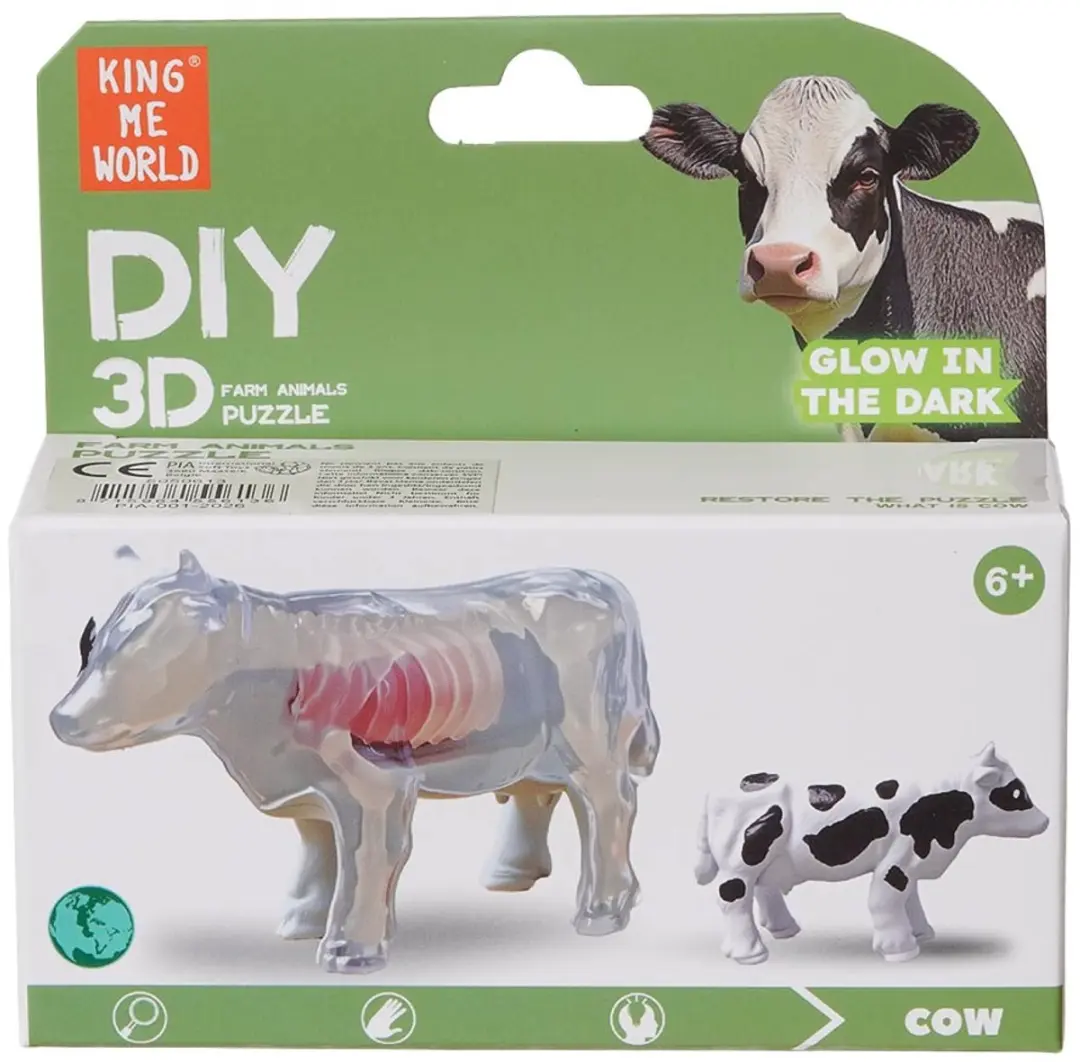 PIA Soft Toys Boerderijdieren 3D Anatomie Glow-in-the-Dark - 3 Stuks - afbeelding 6 van 6