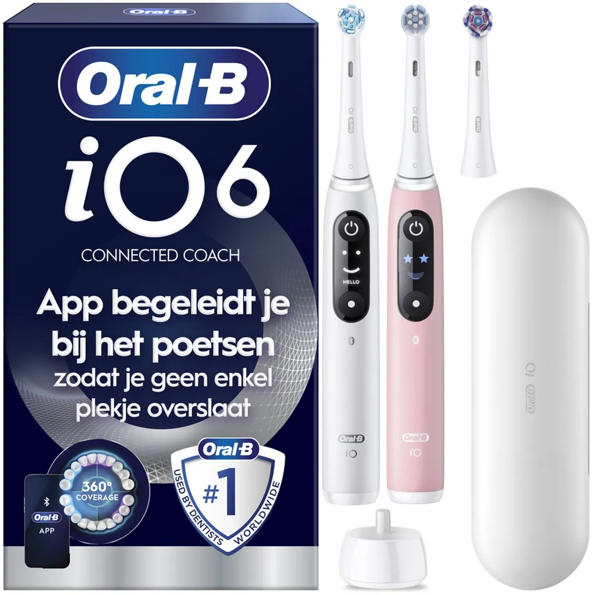 Oral-B iO 6 Elektrische Tandenborstel - 2 Handvatten 3 Borstels - Wit & Roze