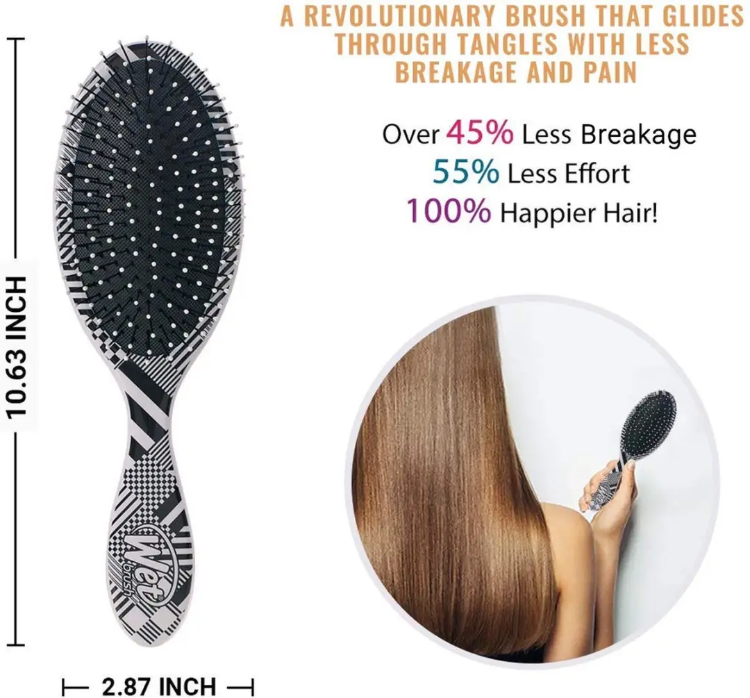 The Wet Brush Original Ontklitter - Diagonale Ruiten IntelliFlex - Zwart/Wit